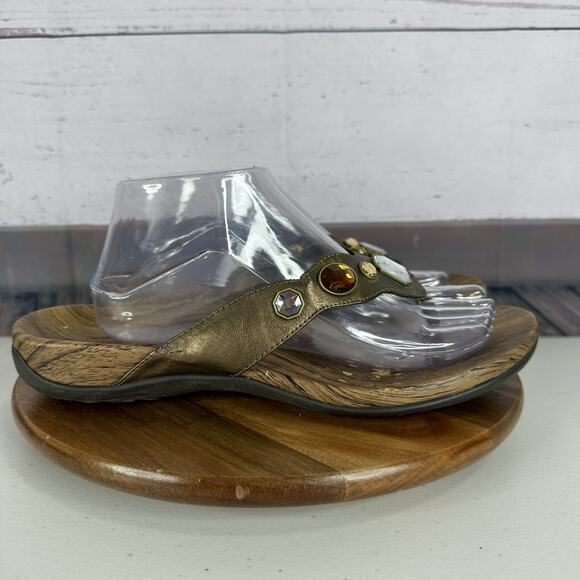 Vionic Sandal Womens 11 Brown Eve Beaded Orthoheel Comfort Cushion Bronze - Picture 1 of 13
